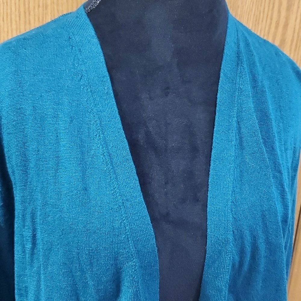 J Jill nwt linen cotton blend open front cardigan pacific blue - Picture 2 of 5